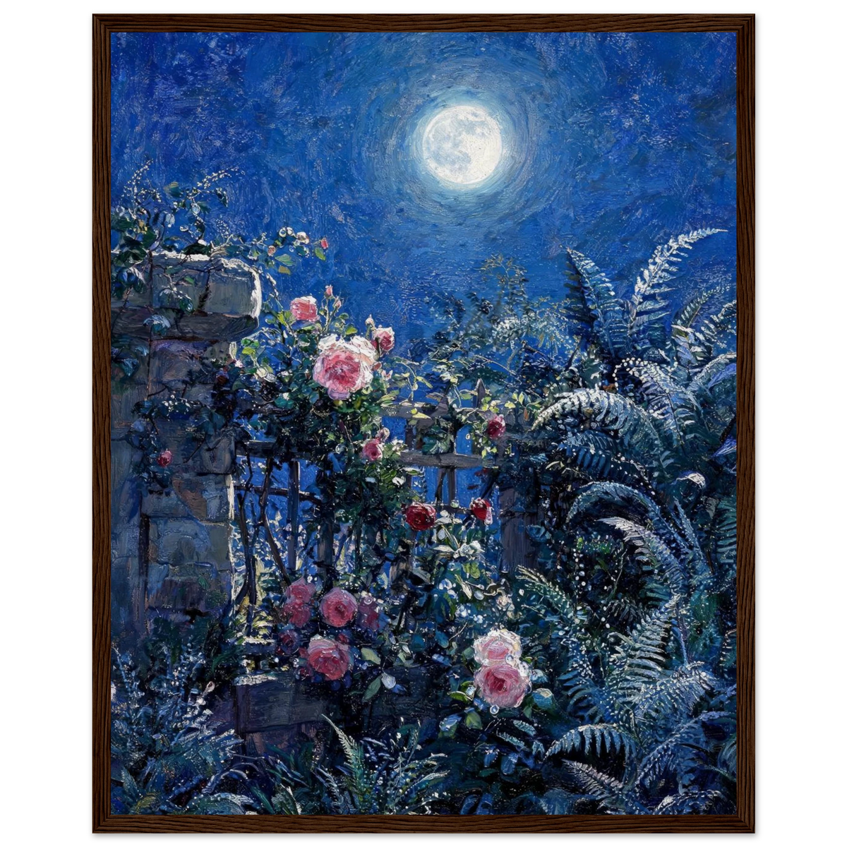 Midnight Garden Roses Framed Art Poster