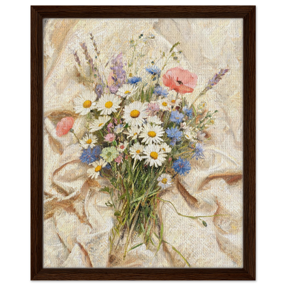 Framed canvas print of an Impressionist wildflower painting mounted in a sleek frame for a polished gallery presentation.