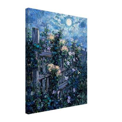 Moonlit Wooden Fence textured canvas print wall art by Vintstep