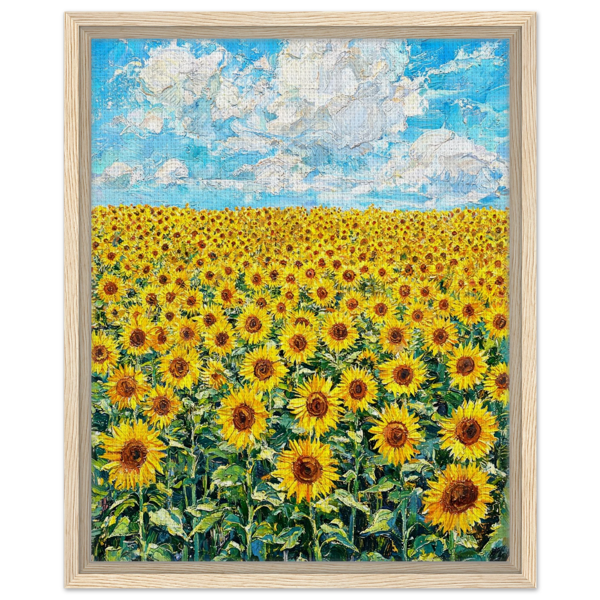Framed Canvas Art: Vibrant Sunny Meadow | Modern Textured Landscape Print