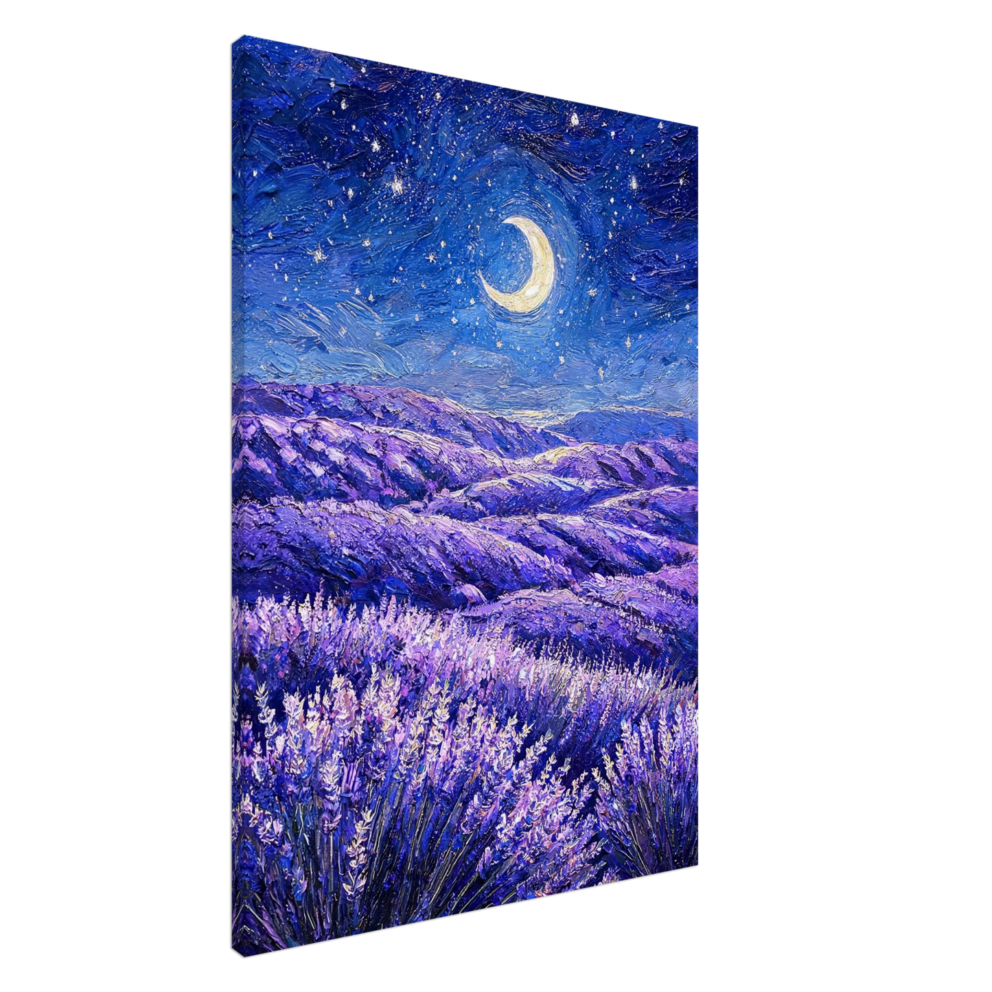 Lavender Twilight moonlit lavender field impressionist print by Vintstep