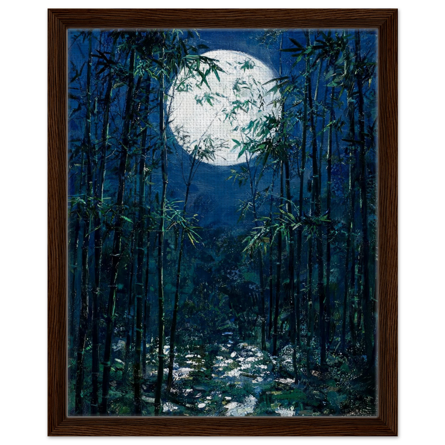 Moonlit Bamboo Forest floating frame canvas wall decor by Vintstep
