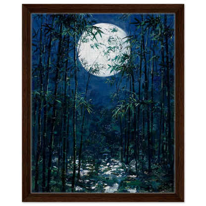 Moonlit Bamboo Forest floating frame canvas wall decor by Vintstep