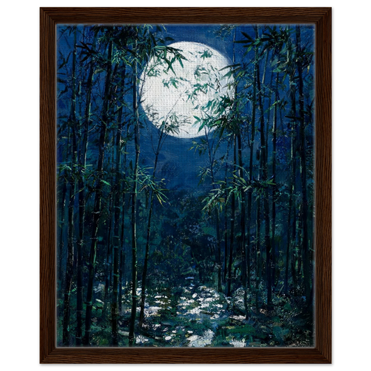 Moonlit Bamboo Forest floating frame canvas wall decor by Vintstep