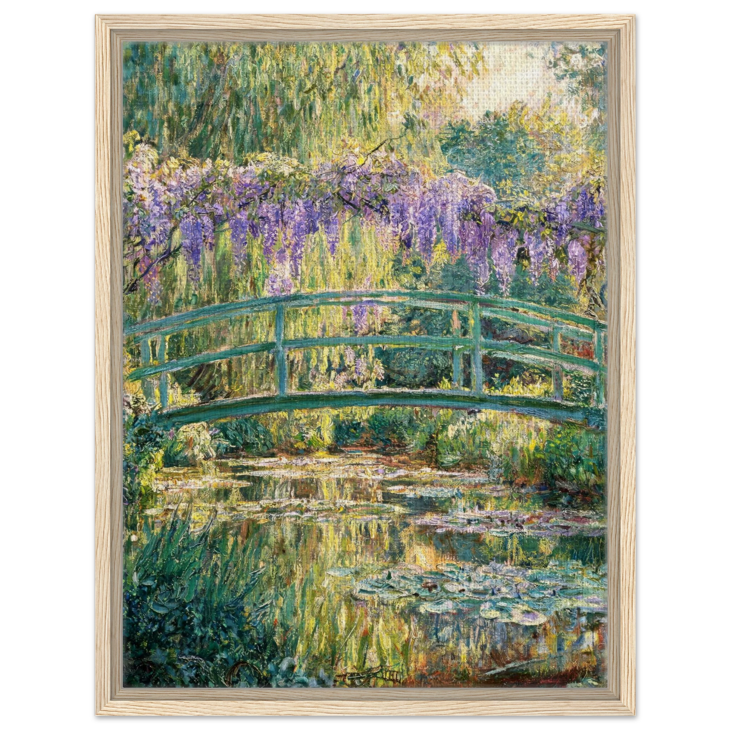 Japanese Bridge and Wisteria Framed Canvas | Vintstep