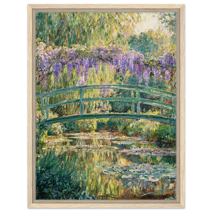 Japanese Bridge and Wisteria Framed Canvas | Vintstep