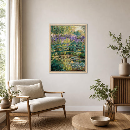 Japanese Bridge and Wisteria Framed Canvas | Vintstep
