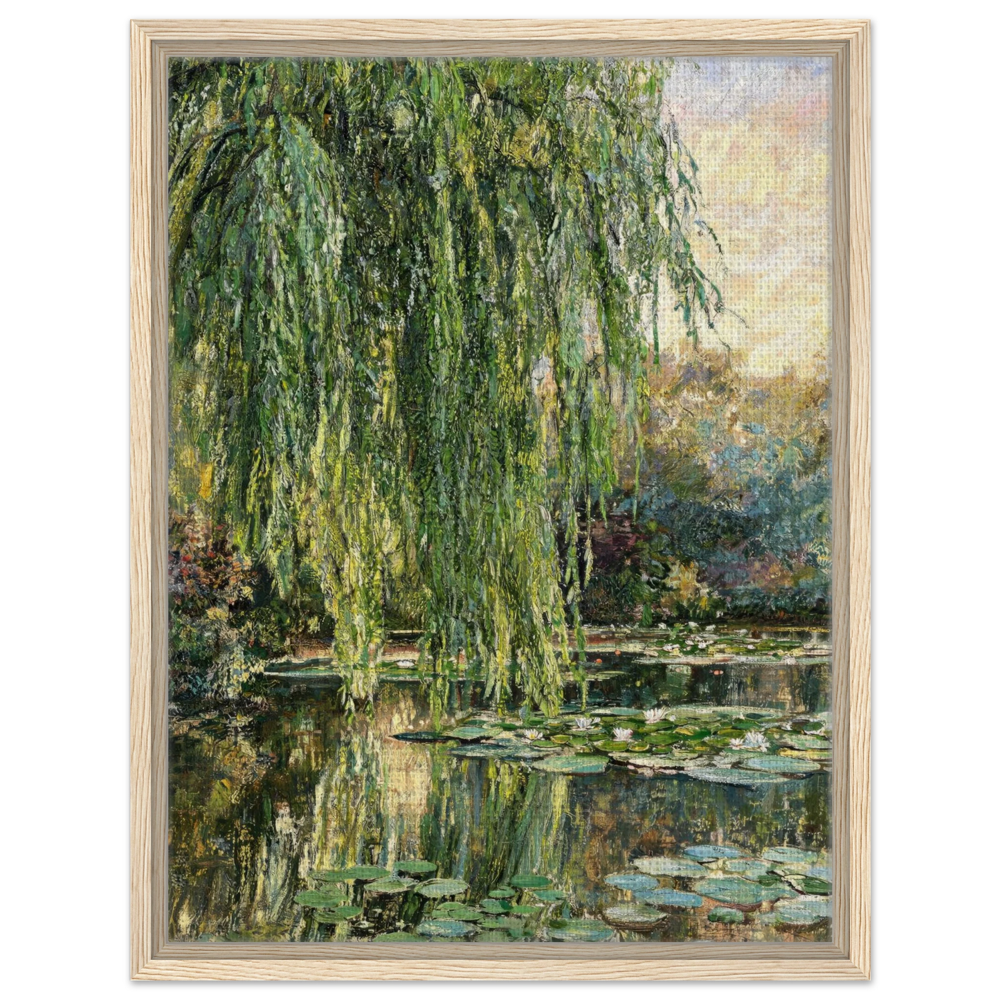 Weeping Willow and Water Lilies Framed Canvas | Vintstep