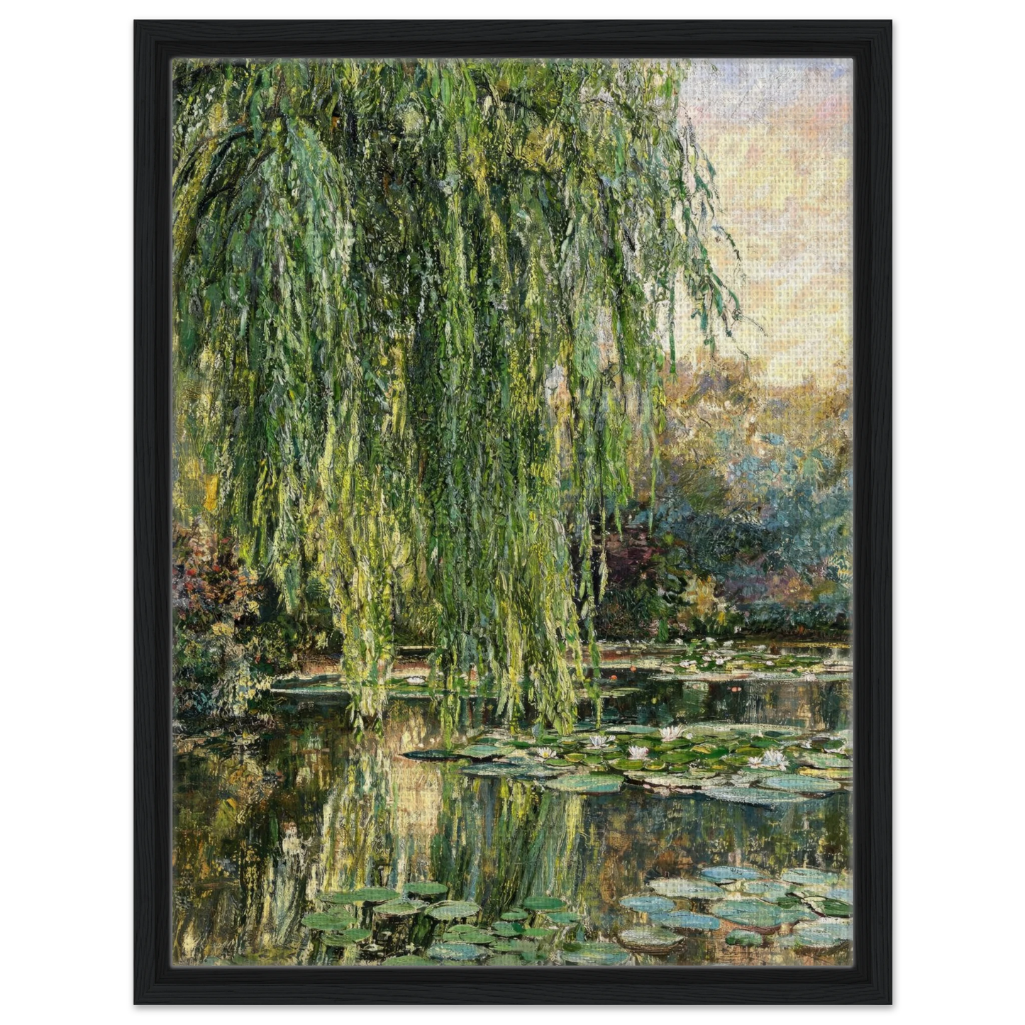 Weeping Willow and Water Lilies Framed Canvas | Vintstep