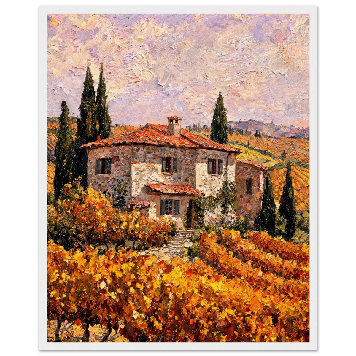 Tuscan Villa Vineyard Framed Art Print | Ready to Hang Wall Decor