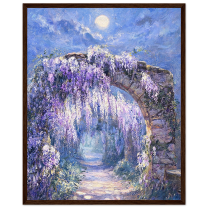 Moonlit Wisteria Arch ready-to-hang wooden framed poster by Vintstep