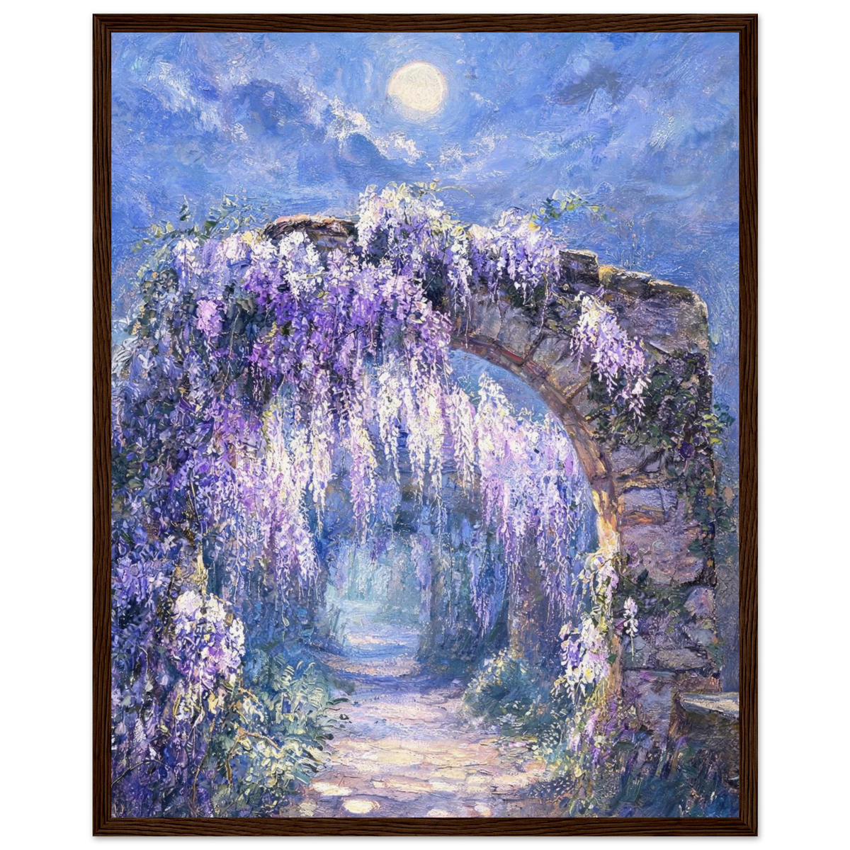 Moonlit Wisteria Arch Framed Art Poster