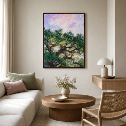 Impressionist Sunlit Tree Framed Art Print