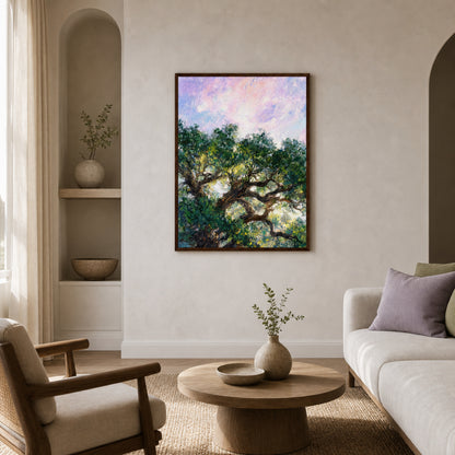 Impressionist Sunlit Tree Framed Art Print