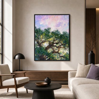 Impressionist Sunlit Tree Framed Art Print