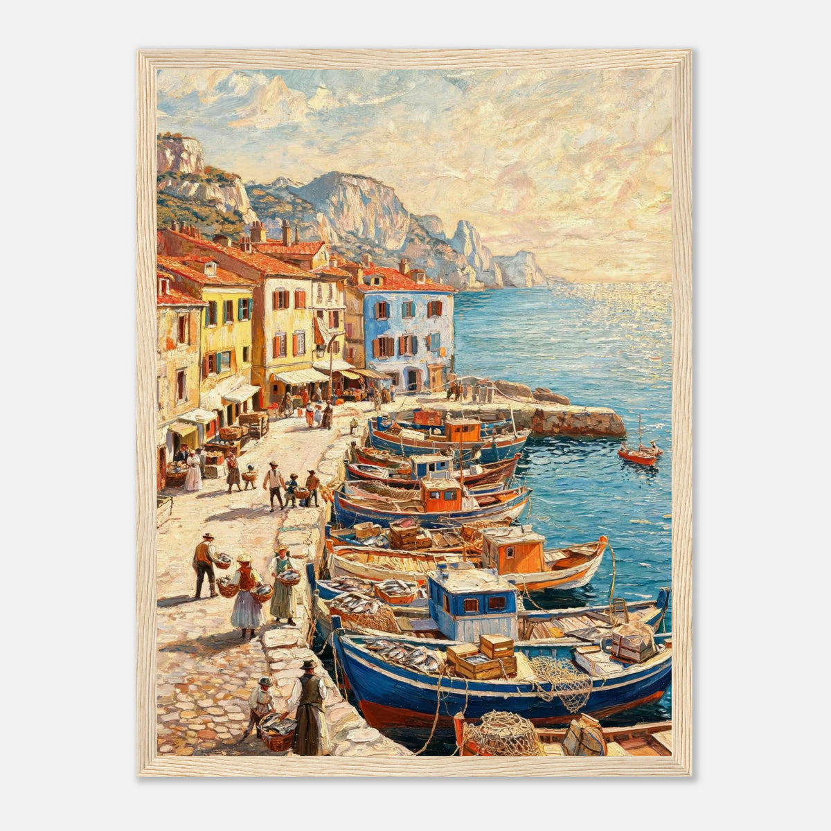 Mediterranean Fishing Harbor Impressionist Art Print
