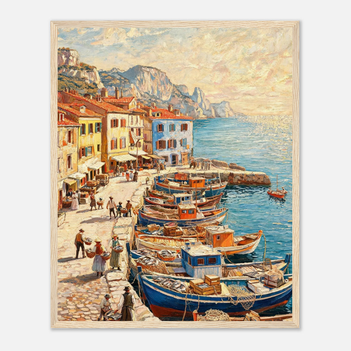 Mediterranean Fishing Harbor Impressionist Art Print