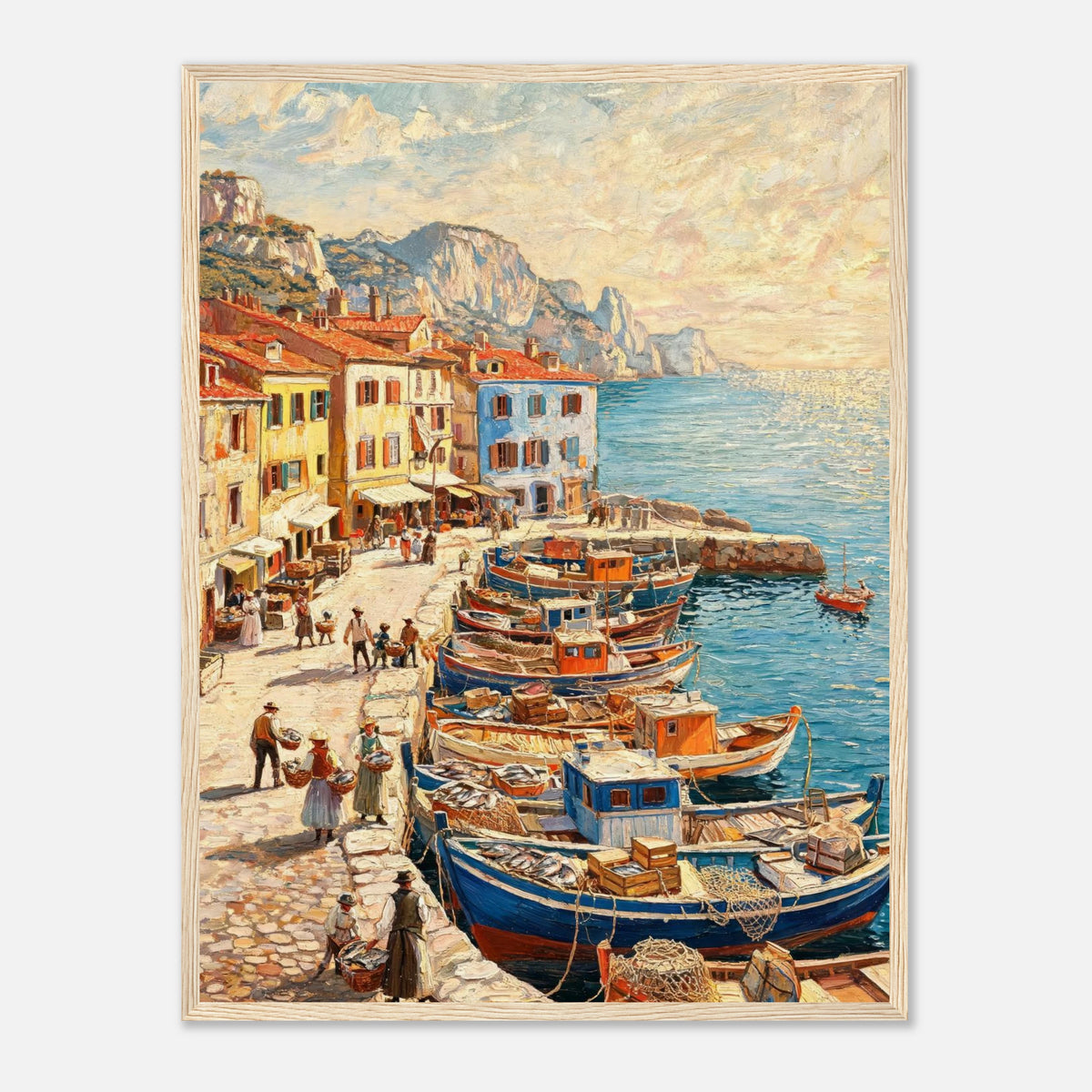 Mediterranean Fishing Harbor Impressionist Art Print