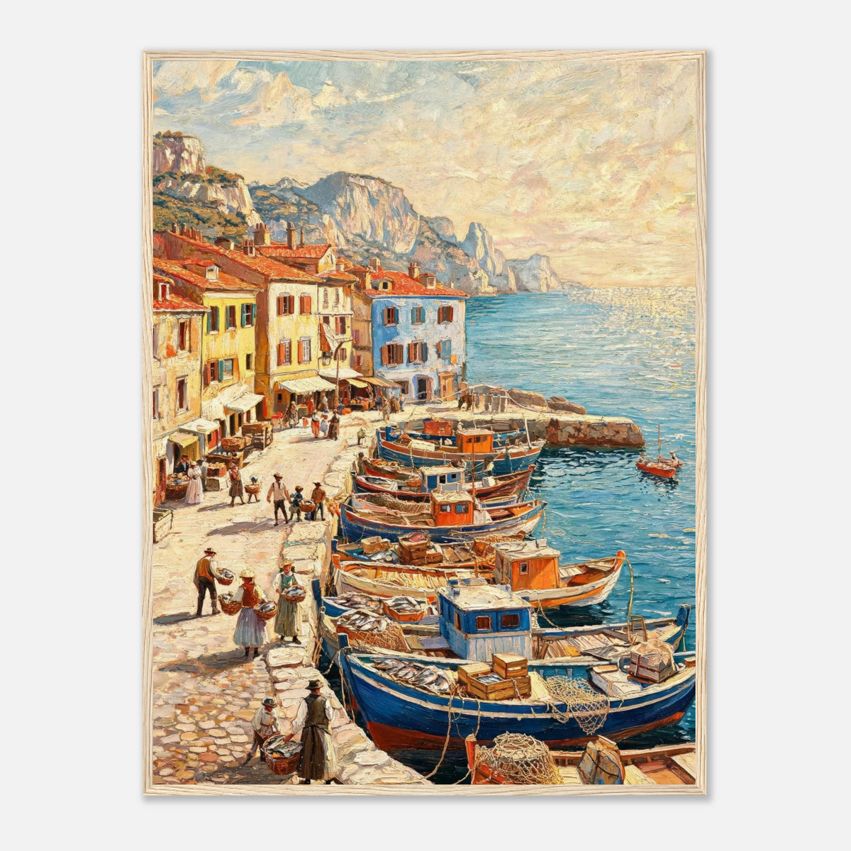 Mediterranean Fishing Harbor Impressionist Art Print
