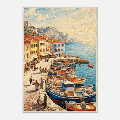 Mediterranean Fishing Harbor Impressionist Art Print
