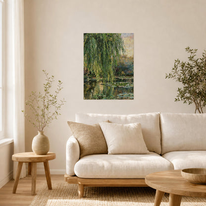 Weeping Willow and Water Lilies Impressionist Fine Art Print | Vintstep