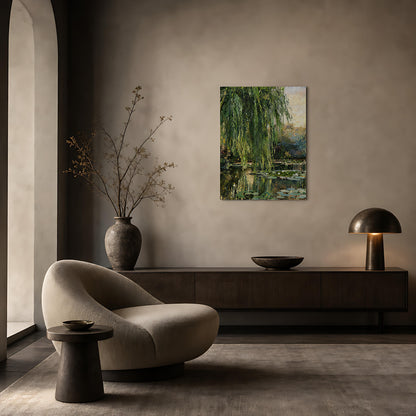 Weeping Willow and Water Lilies Impressionist Fine Art Print | Vintstep