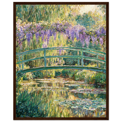 Japanese Bridge and Wisteria Wooden Framed Poster | Vintstep