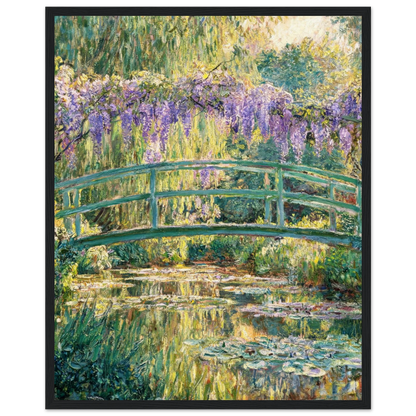 Japanese Bridge and Wisteria Wooden Framed Poster | Vintstep
