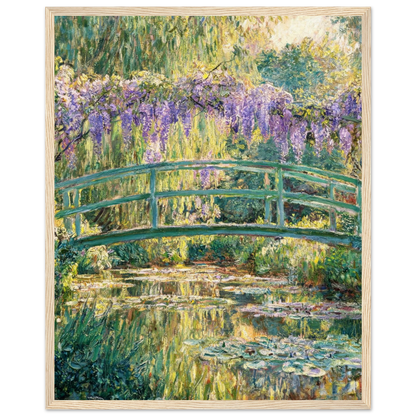Japanese Bridge and Wisteria Wooden Framed Poster | Vintstep