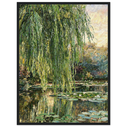 Weeping Willow and Water Lilies Wooden Framed Poster | Vintstep