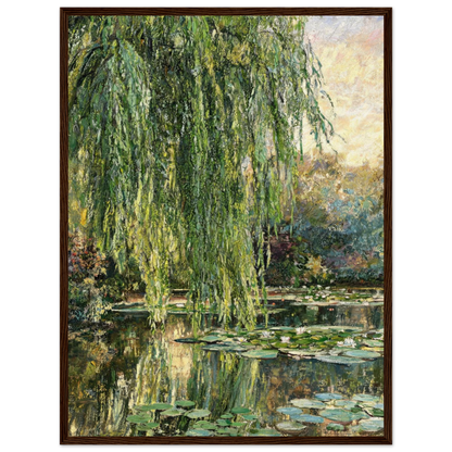 Weeping Willow and Water Lilies Wooden Framed Poster | Vintstep