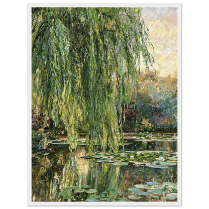Weeping Willow and Water Lilies Wooden Framed Poster | Vintstep